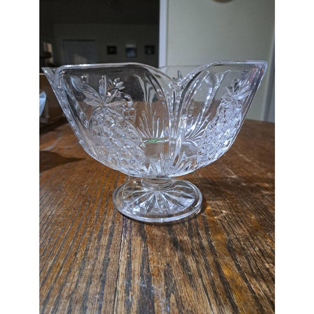 Vintage Shannon Crystal Designs of Ireland Pineapple Footed Bowl Cut Crystal